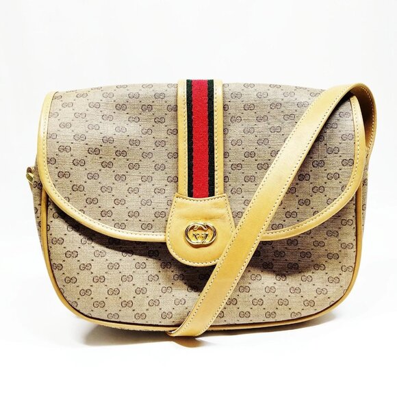 Authentic Gucci Shoulder Bag Sherry Line Brown PVC mn424-120625 - Picture 1 of 16